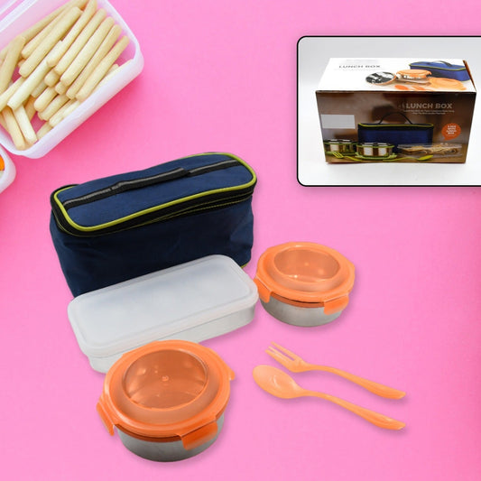 Airtight  Leak Proof Stainless Steel Container Multi Compartment Lunch Box Carry To All Type Lunch In Lunch Box  Premium Quality Lunch Box Ideal For Office  School Kids  Travelling Ideal (3 Different Lunch Box) - Happy Price - Image 1