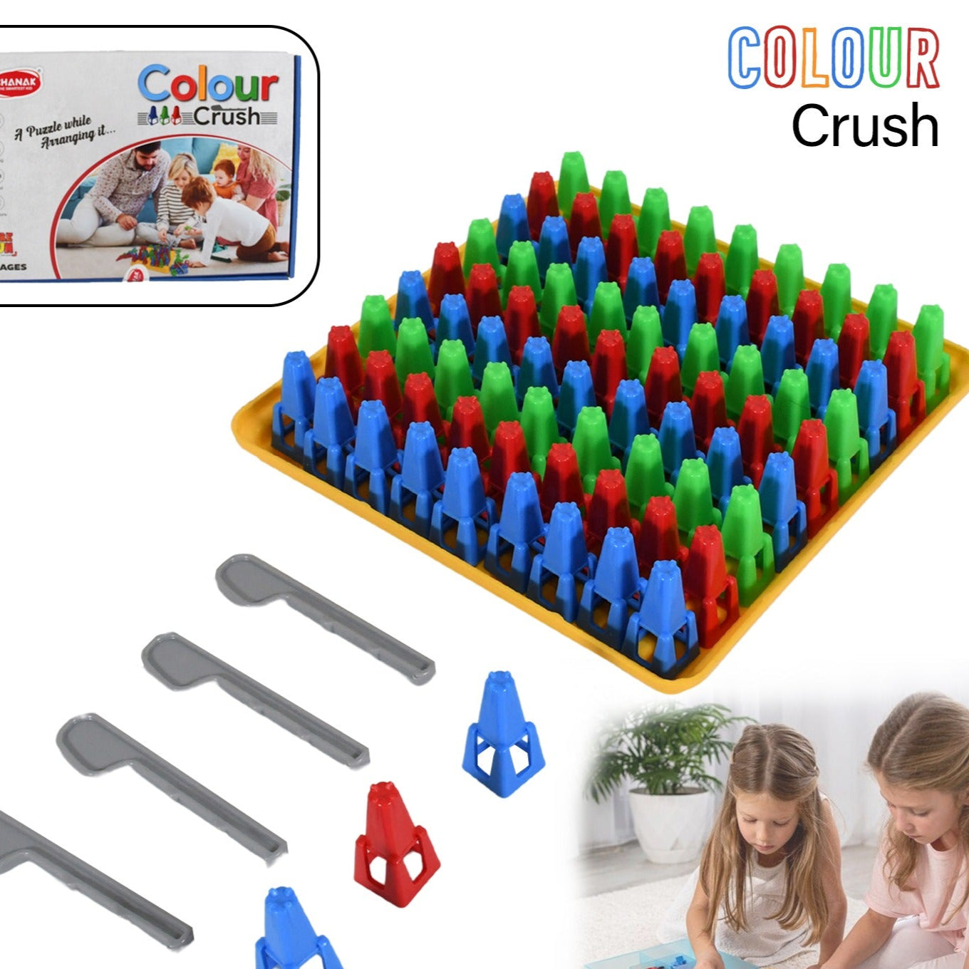 Plastic Color Crush Game Board A Puzzle Game Challenges Educational Board Games Game For Kids  Adults Birthdaygift(1 Set) - Happy Price - Image 1