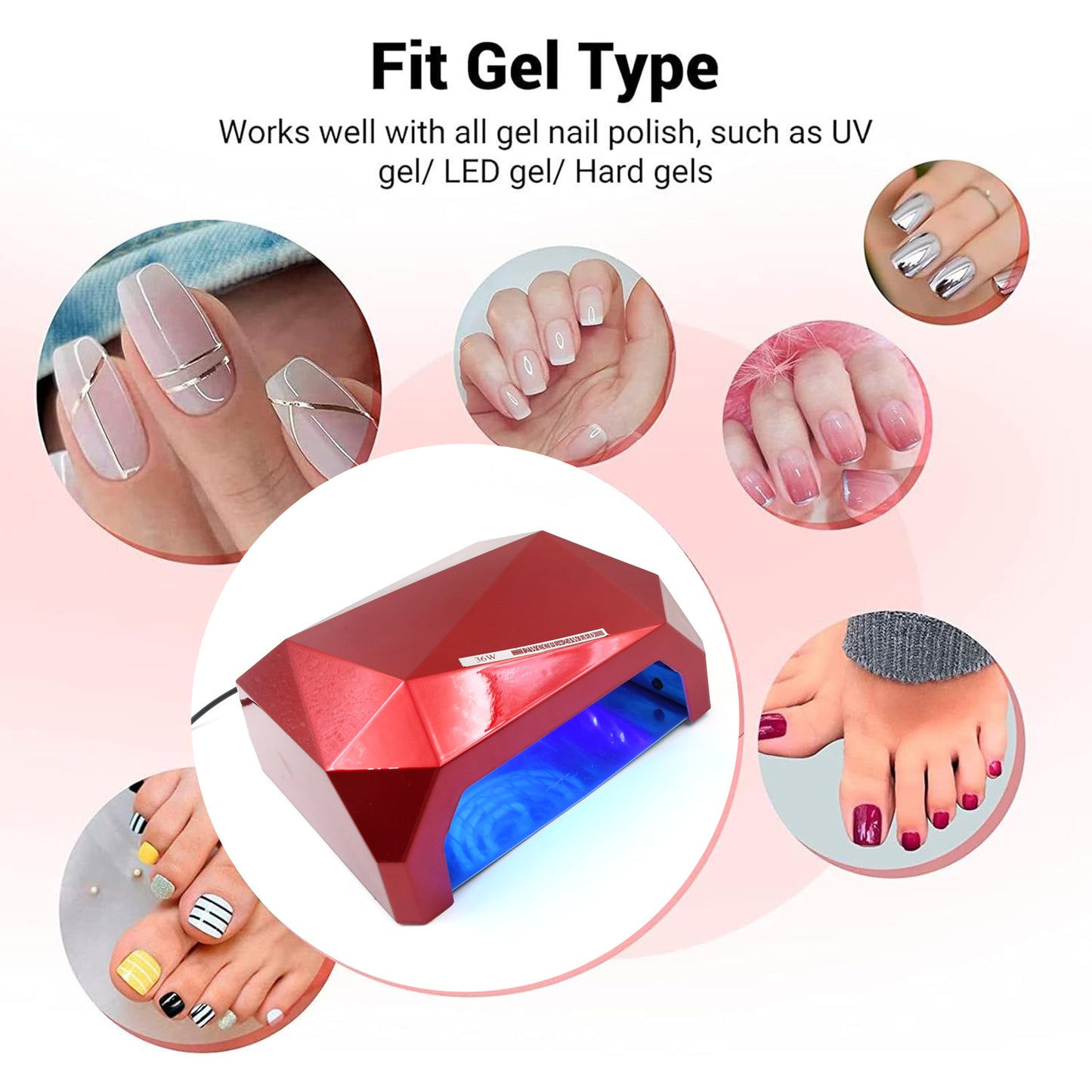 36w Led Nail Dryer Curing Nail Polish Uv Gel Diamond Shaped Nail Dryers (1 Pc) - Happy Price - Image 3