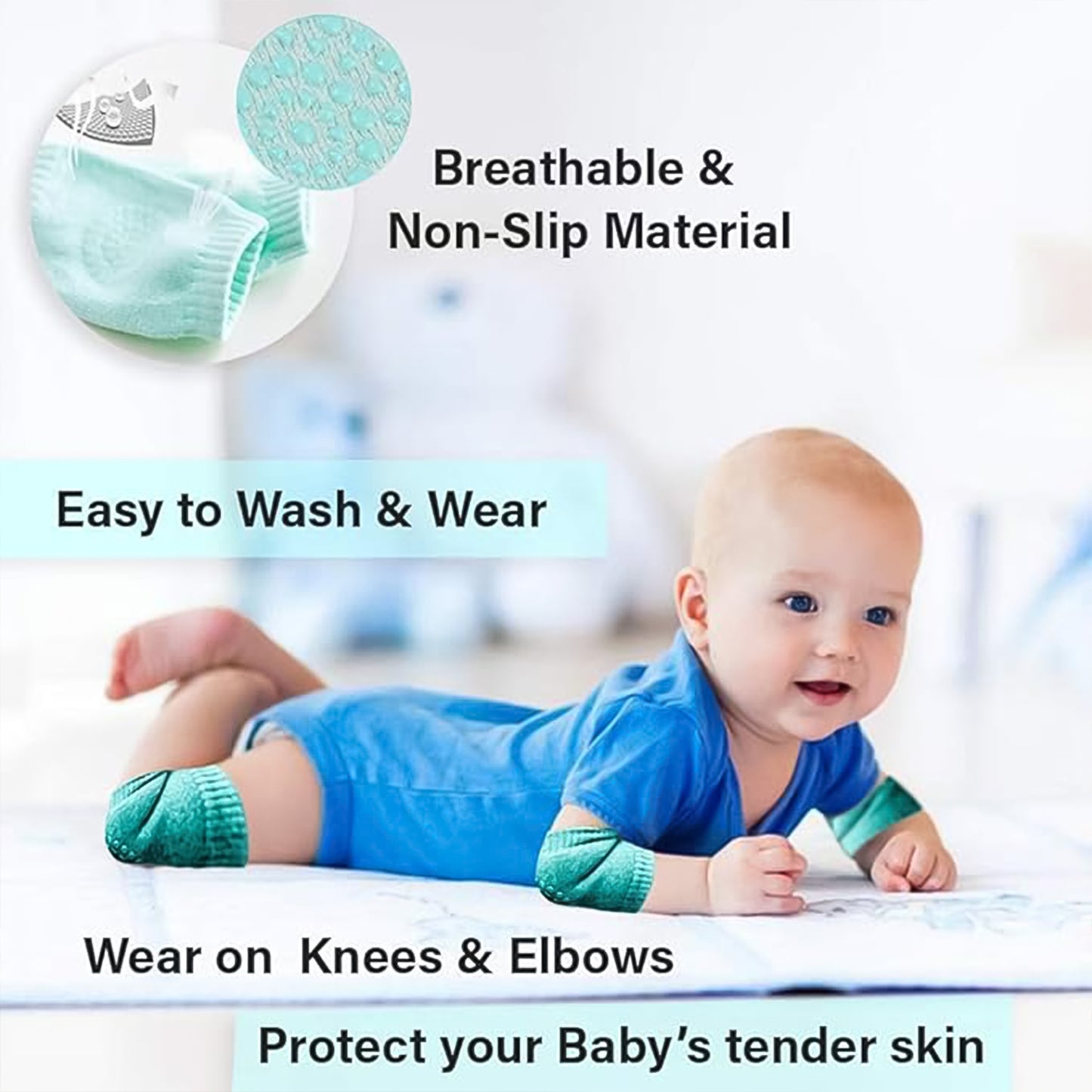 Mint Green Toddler Wool Knit Leg Warmer (Knee Guard) - Happy Price - Image 6