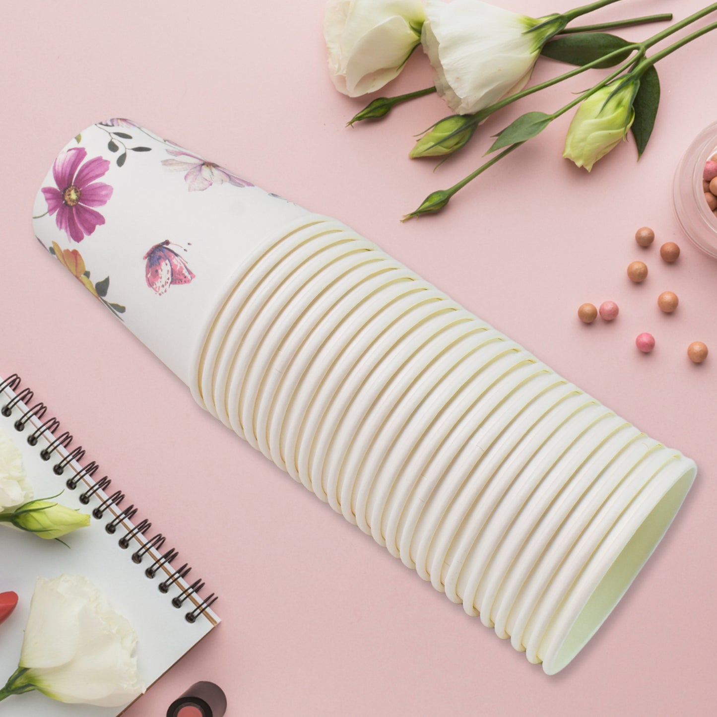 Disposable Paper Cups Disposable Tea Coffee Cups (24 Pcs Set  Mix Color  Design) - Happy Price - Image 6