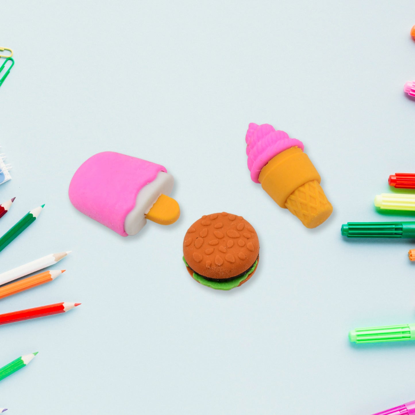Mix Design Fancy  Stylish Colorful Erasers (1 Set  3 Pc Set) - Happy Price - Image 5