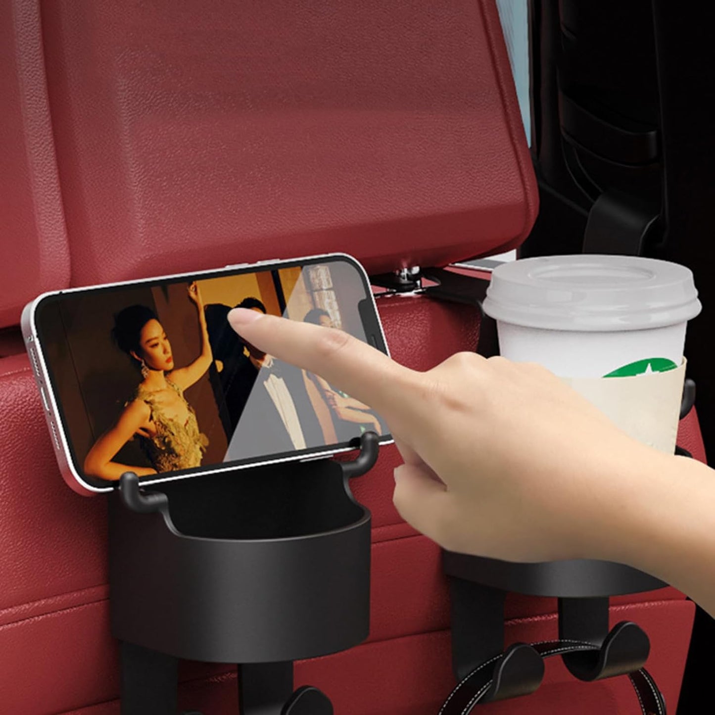 Car Headrest Backseat Organizer 3 In 1 Automotive Cell Phone Drink Cupholder Adapter With Headrest Hooks For Kids And Adults Multifunctional Storage For Car Travel Accessories - Happy Price - Image 3