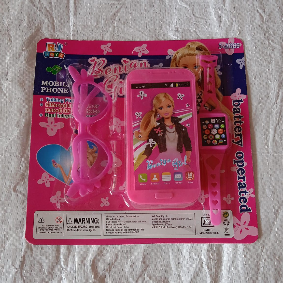 Barbiee Phone Watch And Glasses Set For Girls Beautiful Barbie Musical Phone Abs Plastic Toy Battery Operated Barbie Glass  Musical Mobile Phone   Toddler  Toy Phone For Kids  Calling Toy Phone (3 Pcs Set Battery Not Included) - Happy Price - Image 7