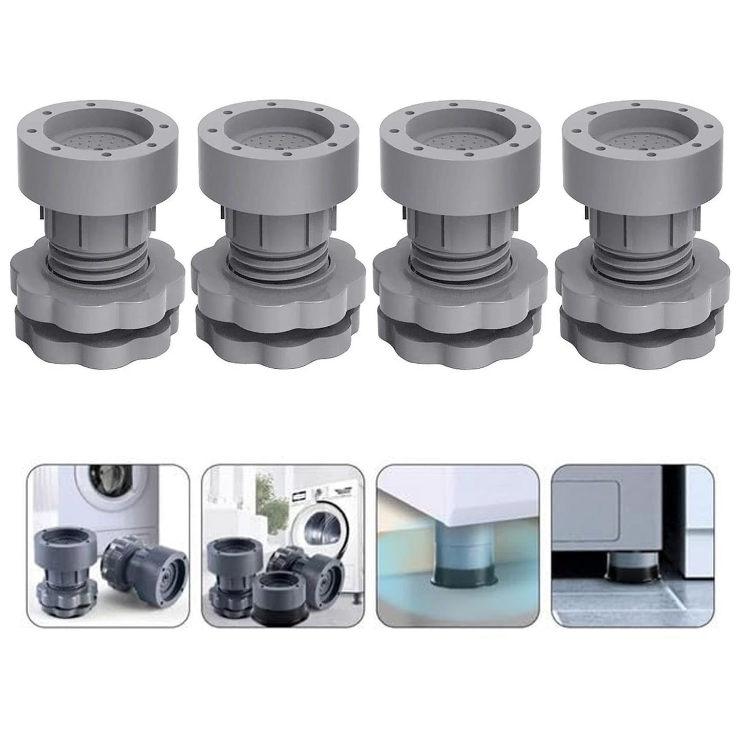 Plastic Washing Machine Vibration Feet Pad Adjustable Highly Non-slip Support Anti Vibration Pads Walk Pads Shock Absorber Noise Cancelling Furniture Lifting Base (4 Pcs Set) - Happy Price - Image 2