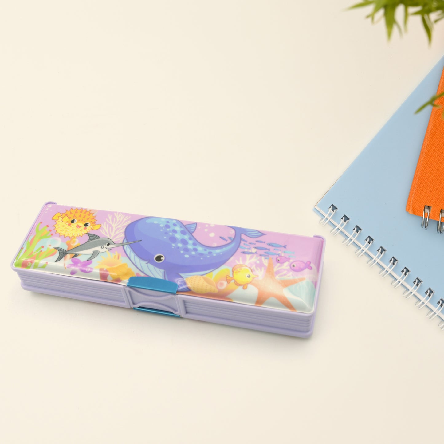 Multipurpose Compass Box Plastic Double Deck Pencil Case With 2 Compartments Supplies Utility Box Storage Organizer Pencil Box For School Cartoon Printed Pencil Case For Kids Birthday Gift For Girls  Boys - Happy Price - Image 2
