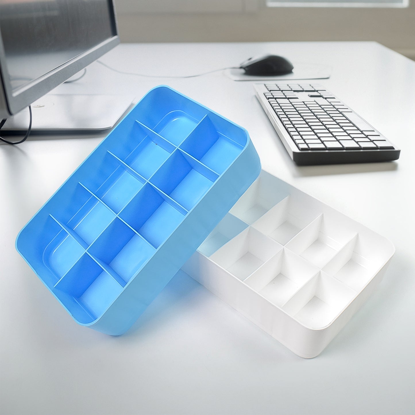 Multi-function Desktop Drawer Storage Box 10 Grid Underwear Socks Box (2 Pc Set) - Happy Price - Image 3