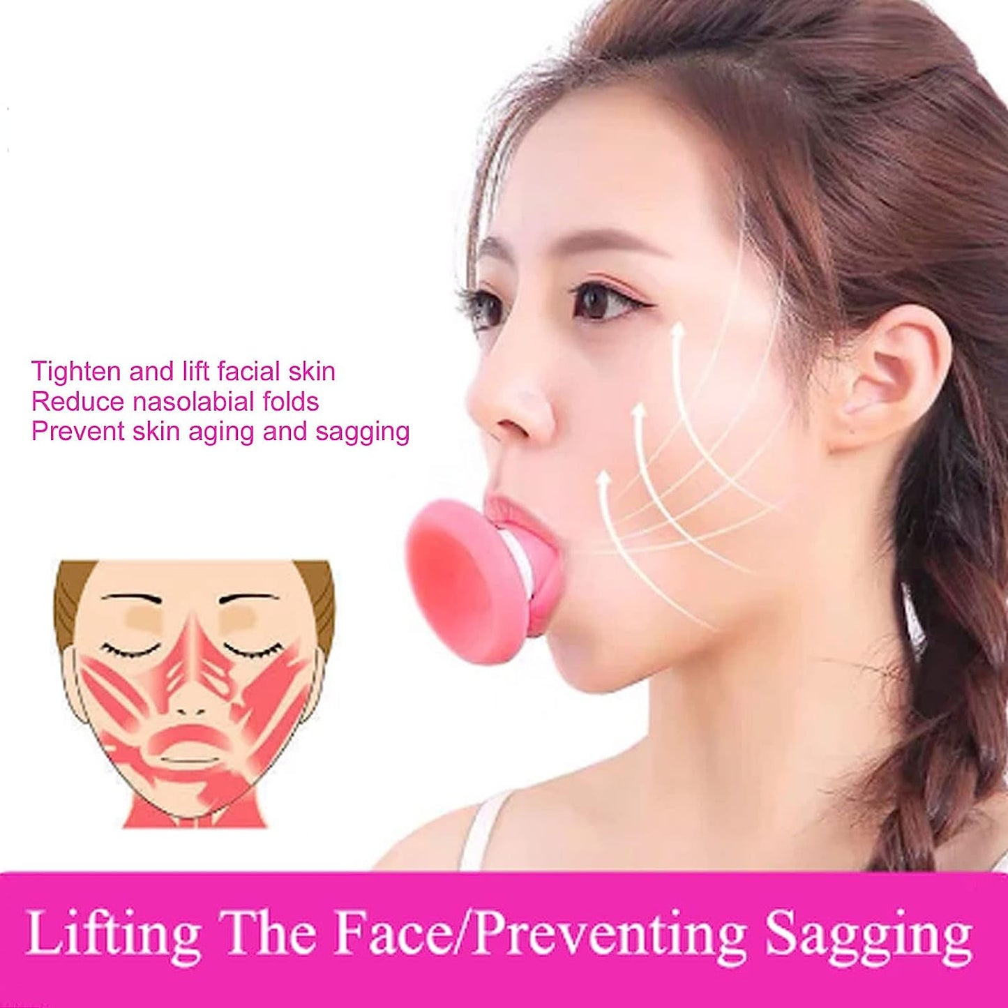 Silicone Facial Jaw Exerciser Breathing Type Face Slimmer Breathing Type Face Slimmer Face Lift Inhaling  Exhaling Tool Look Younger And Healthier - Helps Reduce Stress And Cravings - Happy Price - Image 3