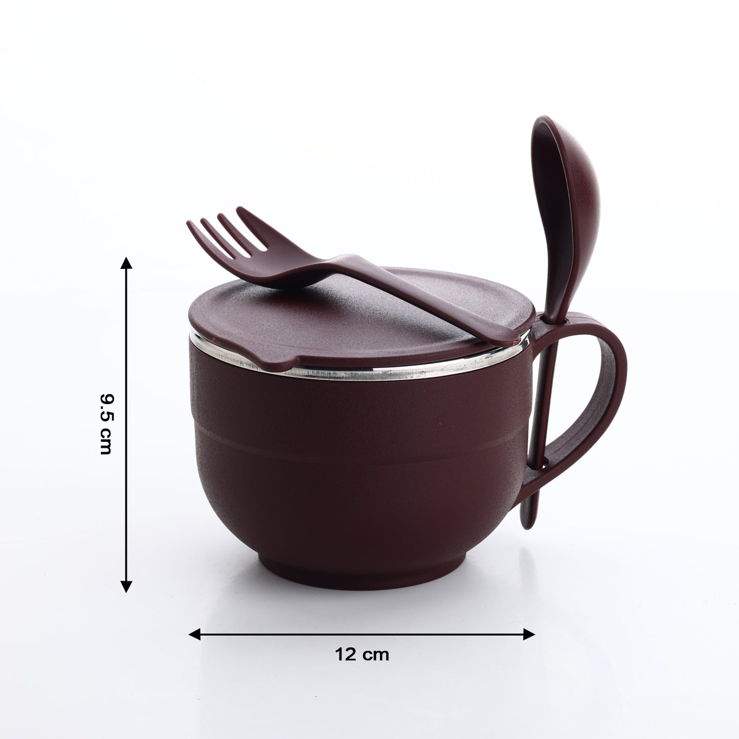 Noodles  Soup Bowl With Spoon And Fork Handle Spoon Holder Stainless Steel Bowl And Spoon Set Stainless Steel Storage - Happy Price - Image 4