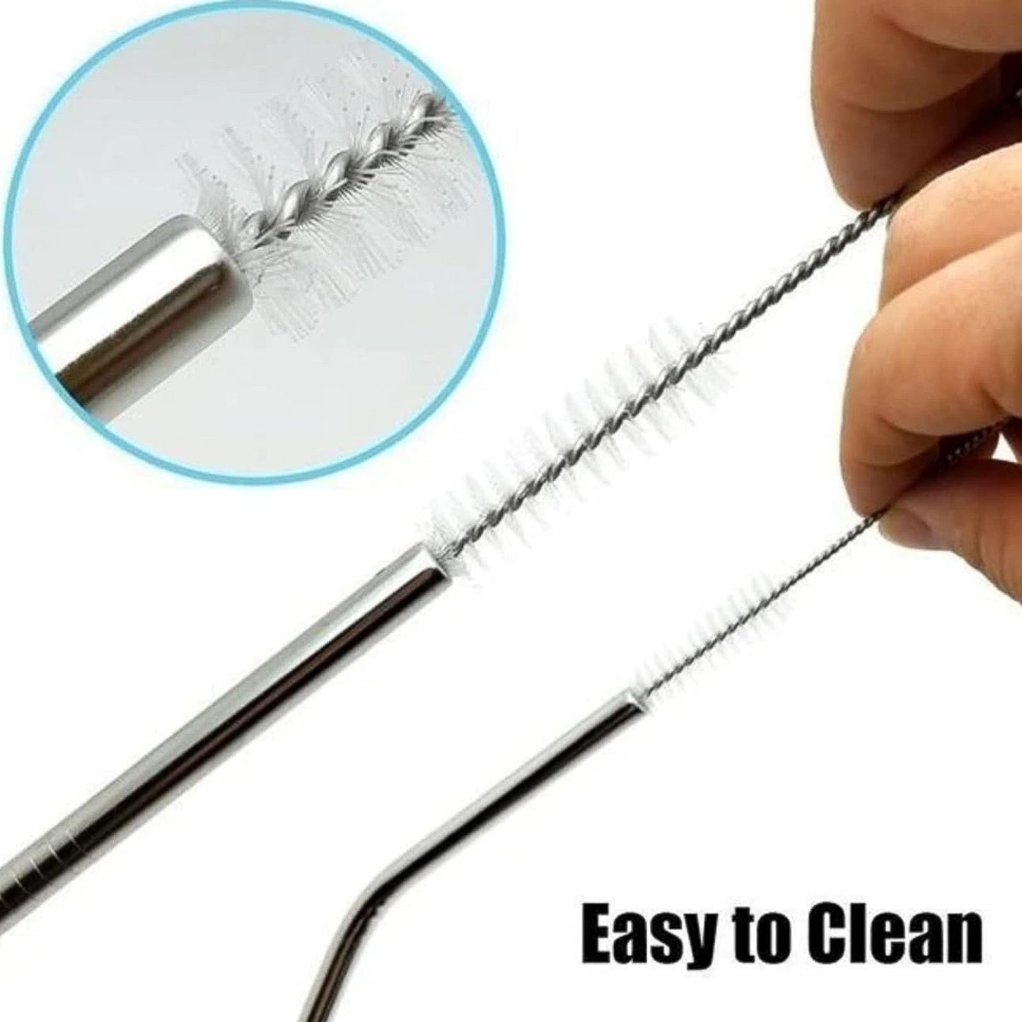 Set Of 4 Stainless Steel Straws  Brush (2 Straight Straws 2 Bent Straws 1 Brush) - Happy Price - Image 5
