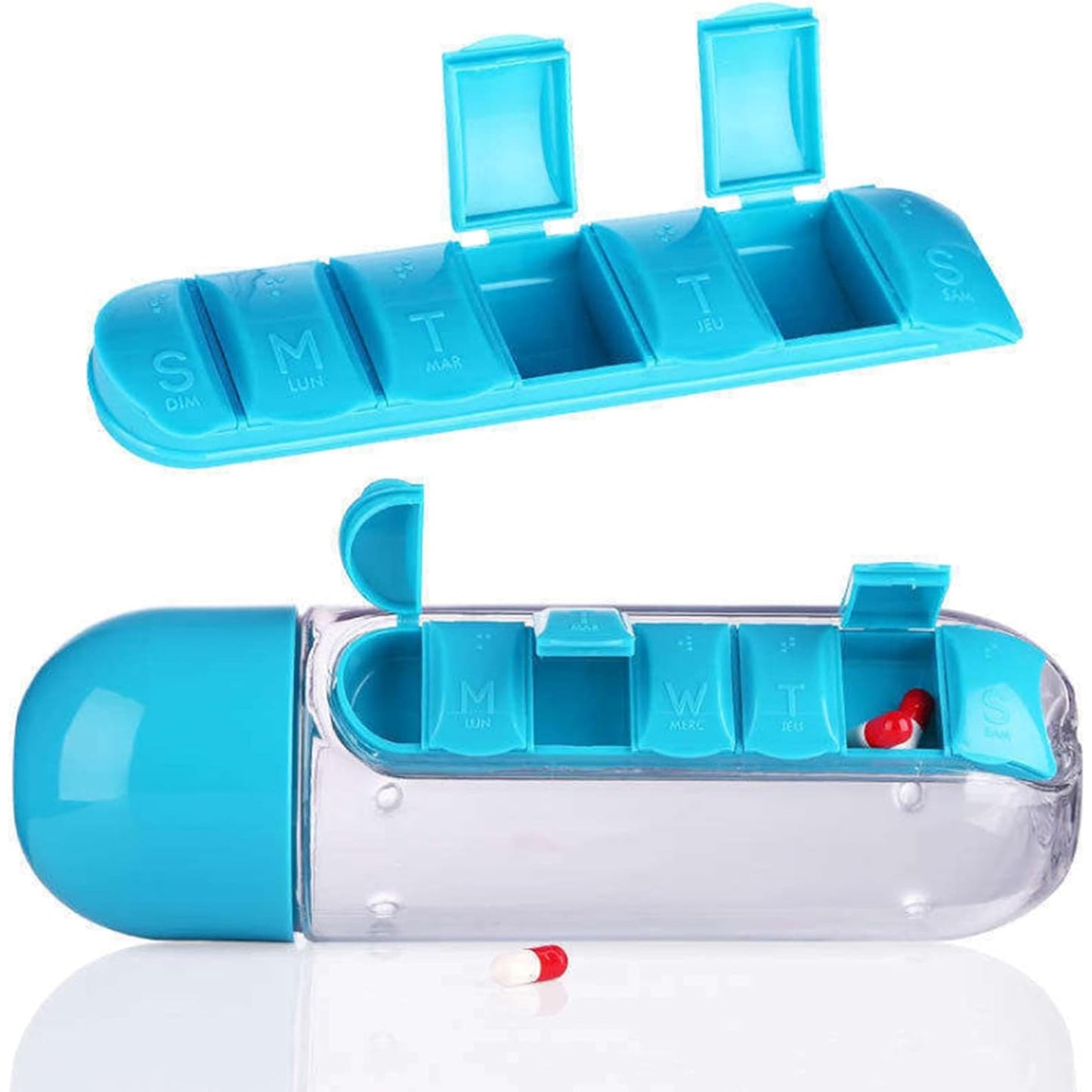 Pill  Vitamin Bottle Water Bottle Multi Functional Use For Traveling  Outdoor Use Water Bottle Travelling Kit Summer Special Bottle (600 Ml   Mix Color ) - Happy Price - Image 5