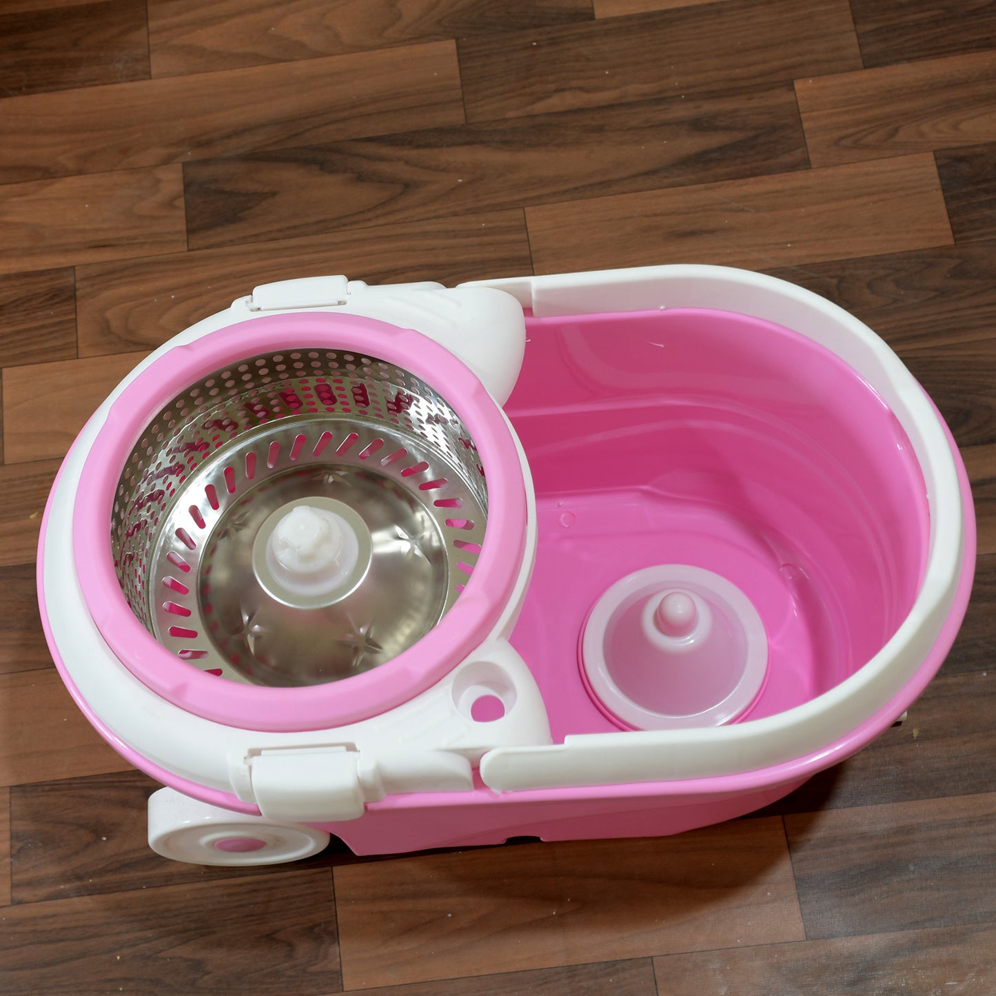 Mop With Bucket For Floor Cleaning With Steel Spin Mop For Floor Cleaning  Floor Cleaner Mop  Spin Mop  Magic Mop  Mop Stick  Spin Mop Set With Bucket Household Office Cleaning Tool Mop - Happy Price - Image 3
