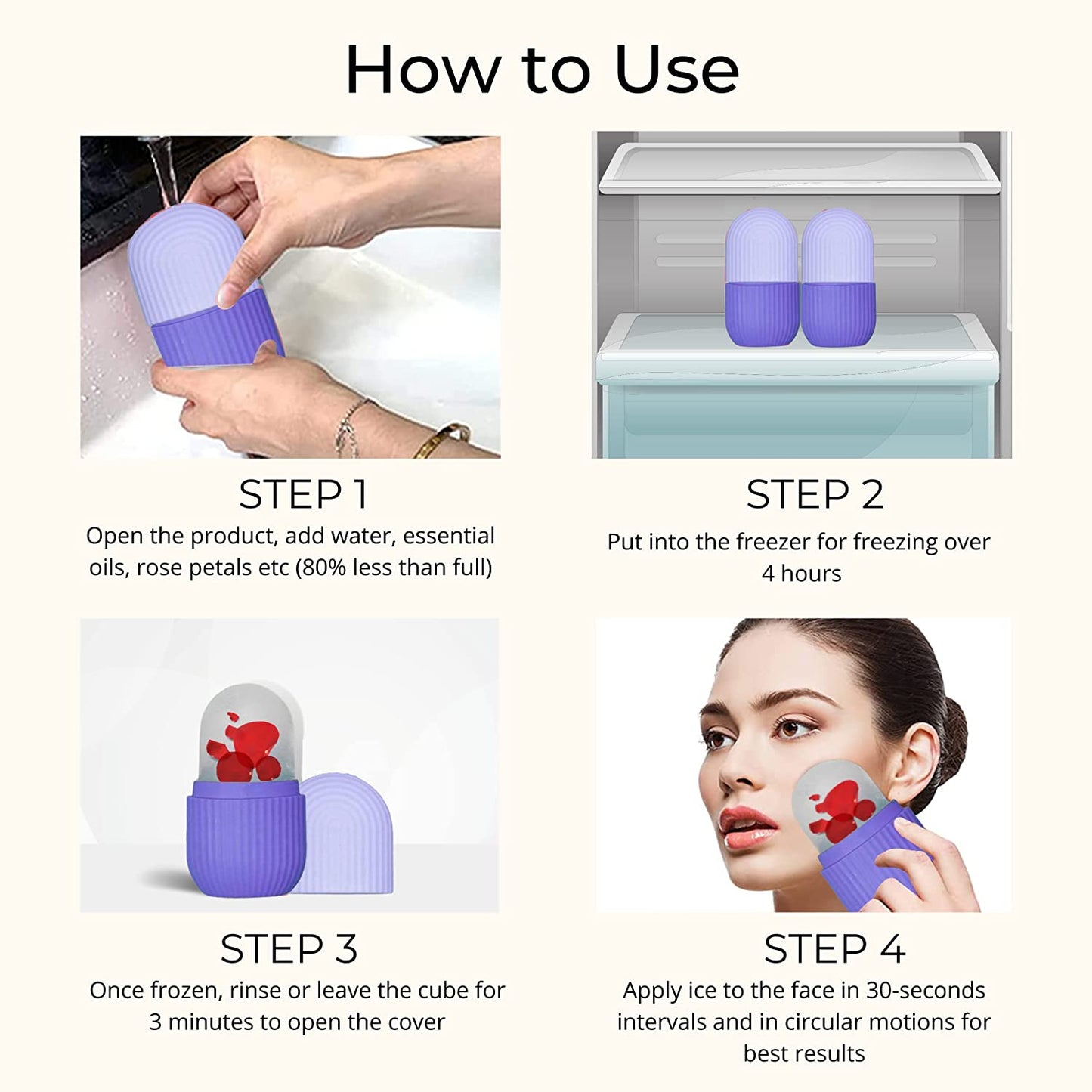 Beauty Ice Roller For Face Massager  Eye Reusable Face Rollers Facial Roller ( Purple Color) - Happy Price - Image 6