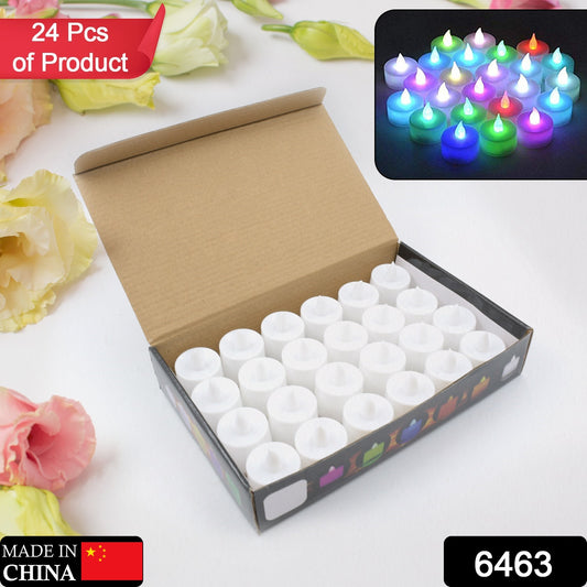 24pcs Festival Decorative - Led Tealight Candles  Battery Operated Candle Ideal For Party Wedding Birthday Gifts (Multi Color) ( Diya  Divo  Diva  Deepak  Jyoti )