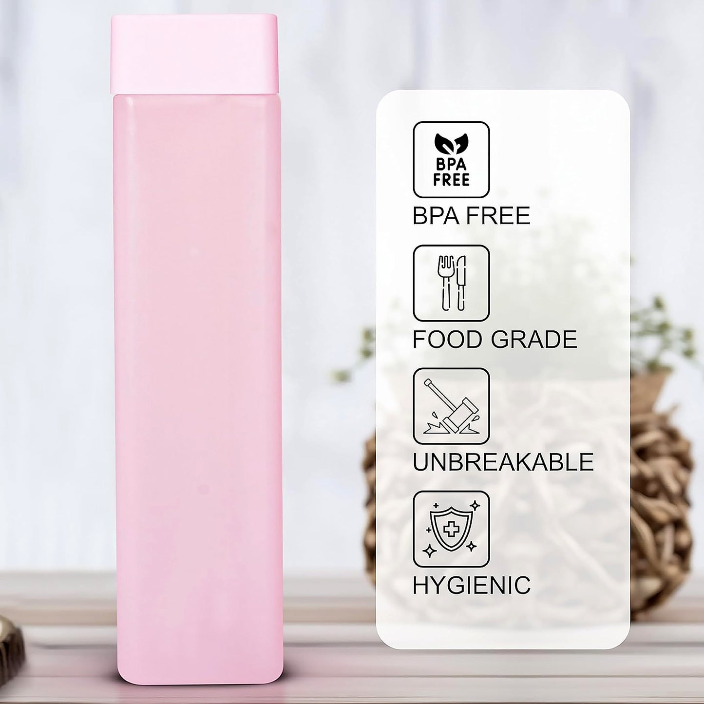 12981 Large Capacity Plastic Water Bottle  Office Bottle  Gym Bottle  Home  Kitchen  Leakproof And Bpa Free Drinks Bottle  Square Water Drink Juice Bottle Wide-mouth Bpa Free Leak-free Lightweight (1 Pc  Mix Color  1000 Ml Approx) - Happy Price - Image 4