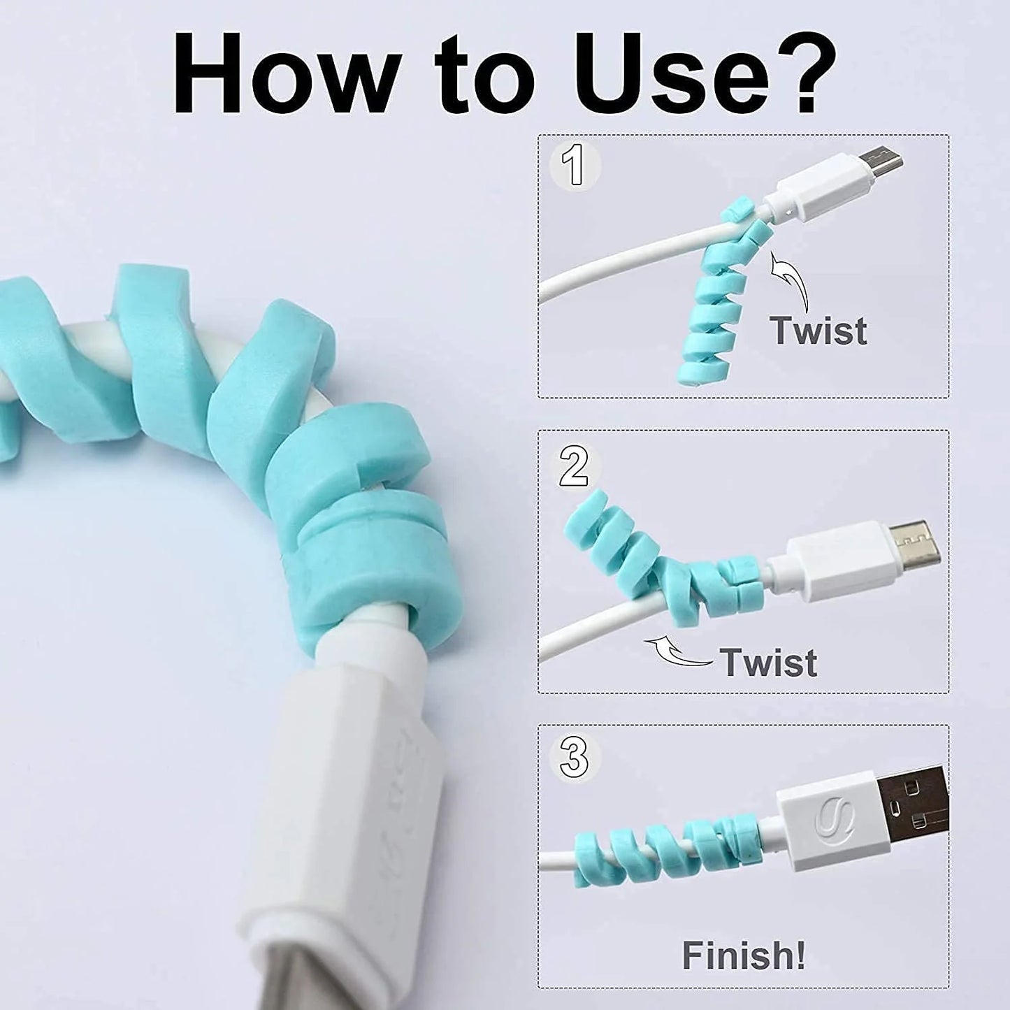 Spiral Charger Cable Protector Data Cable Saver Charging Cords Protective For All Universal Earphone  Cable Cover (Pack Of 10) - Happy Price - Image 6