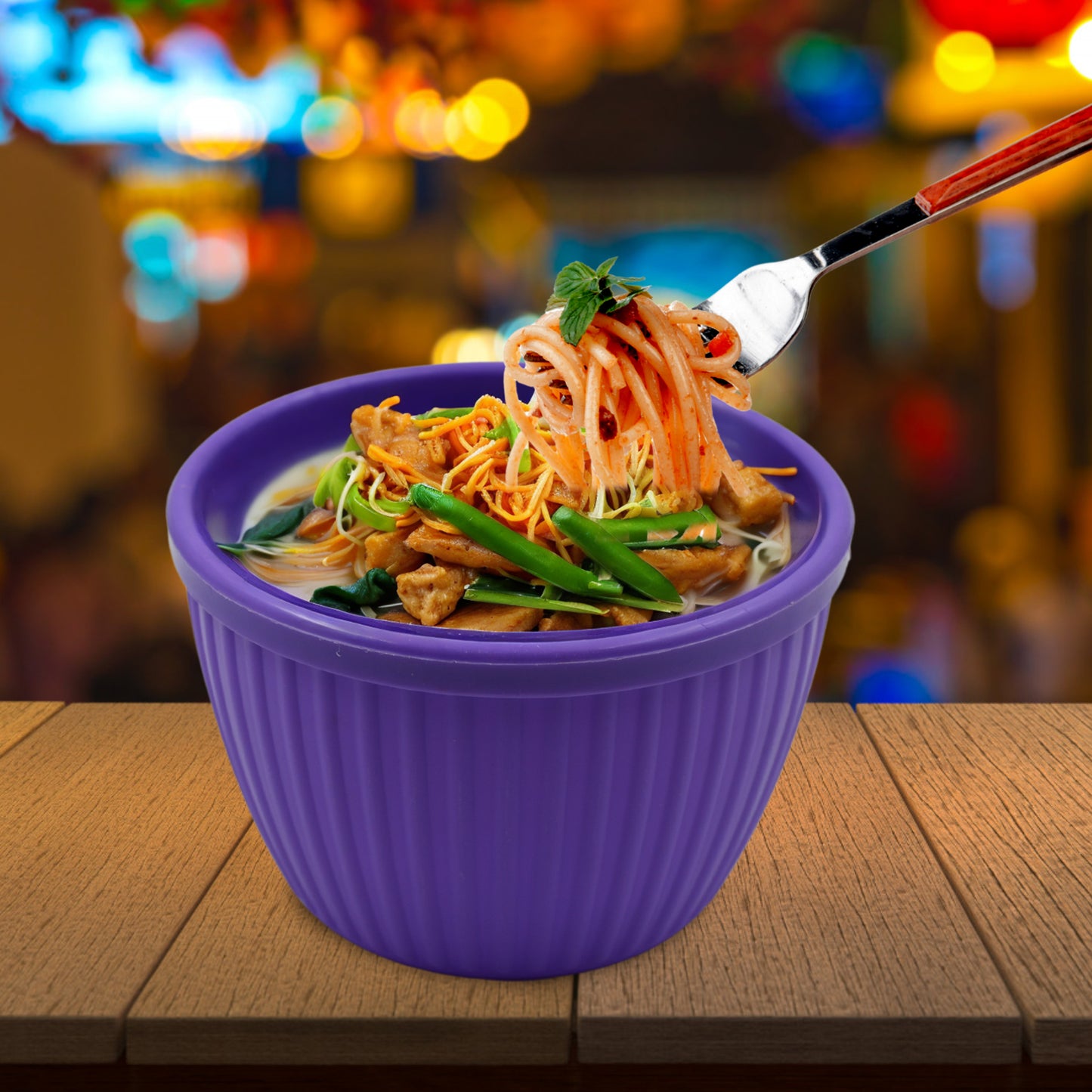 Plastic Round Noodles Maggie Bowl Soup Bowls For Easy Perfect Breakfast Cereals Fruits Beverages Essentials Salad Pasta Snack Bowl Microwave Safe Dishwasher Safe (1 Pc) - Happy Price - Image 2