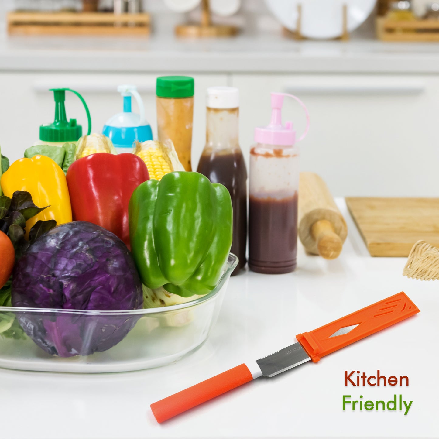 Stainless Steel Knife For Kitchen Use Knife Set Knife  Non-slip Handle With Blade Cover Knife - Happy Price - Image 5