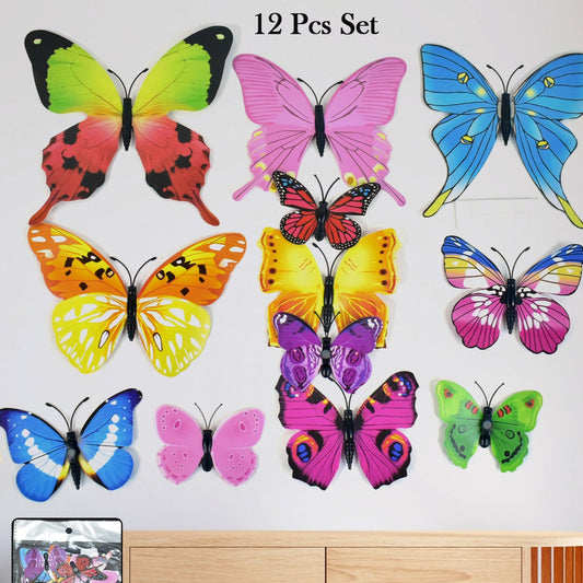 Decorative 3D Butterfly Wall Stickers - 12 Piece Set