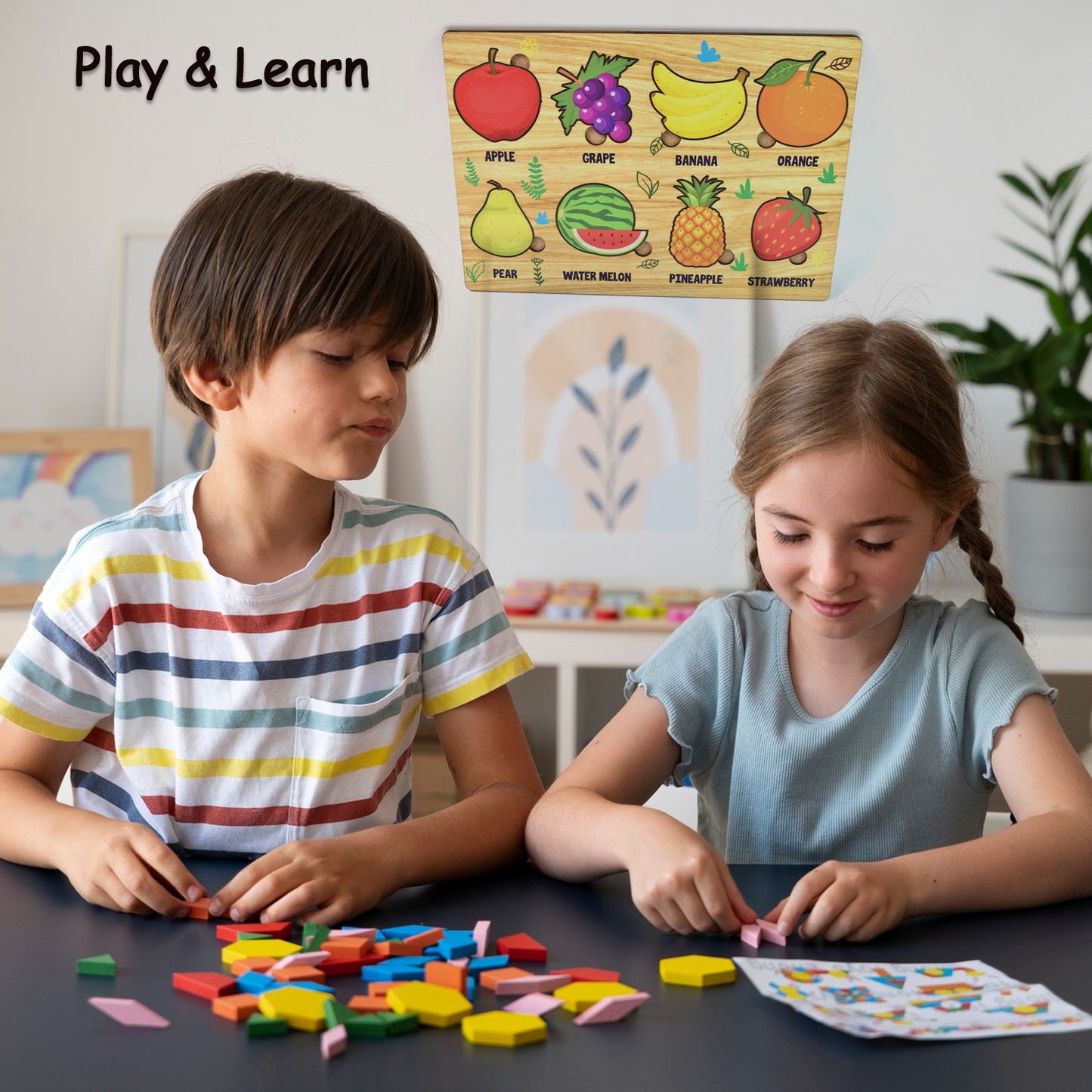 Wooden Fruits Puzzle Learning Educational Board (1 Set  2820 Cm) - Happy Price - Image 3
