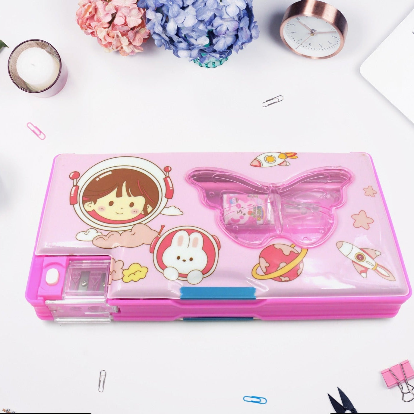Printed Pencil Case For Kidsmulti Compartment Compass Pencil Box With Sharpener Eraser Pencil  Scale School Supplies Pencil Compass Boxstationery Case (Pack Of 1) - Happy Price - Image 1