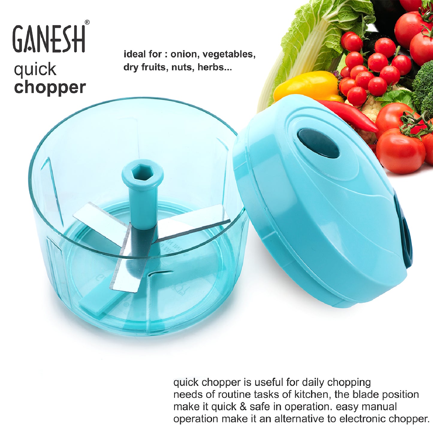 Ganesh Quick Vegetable Chopper  (1 Unit Chopper)(725 Ml) - Happy Price - Image 2