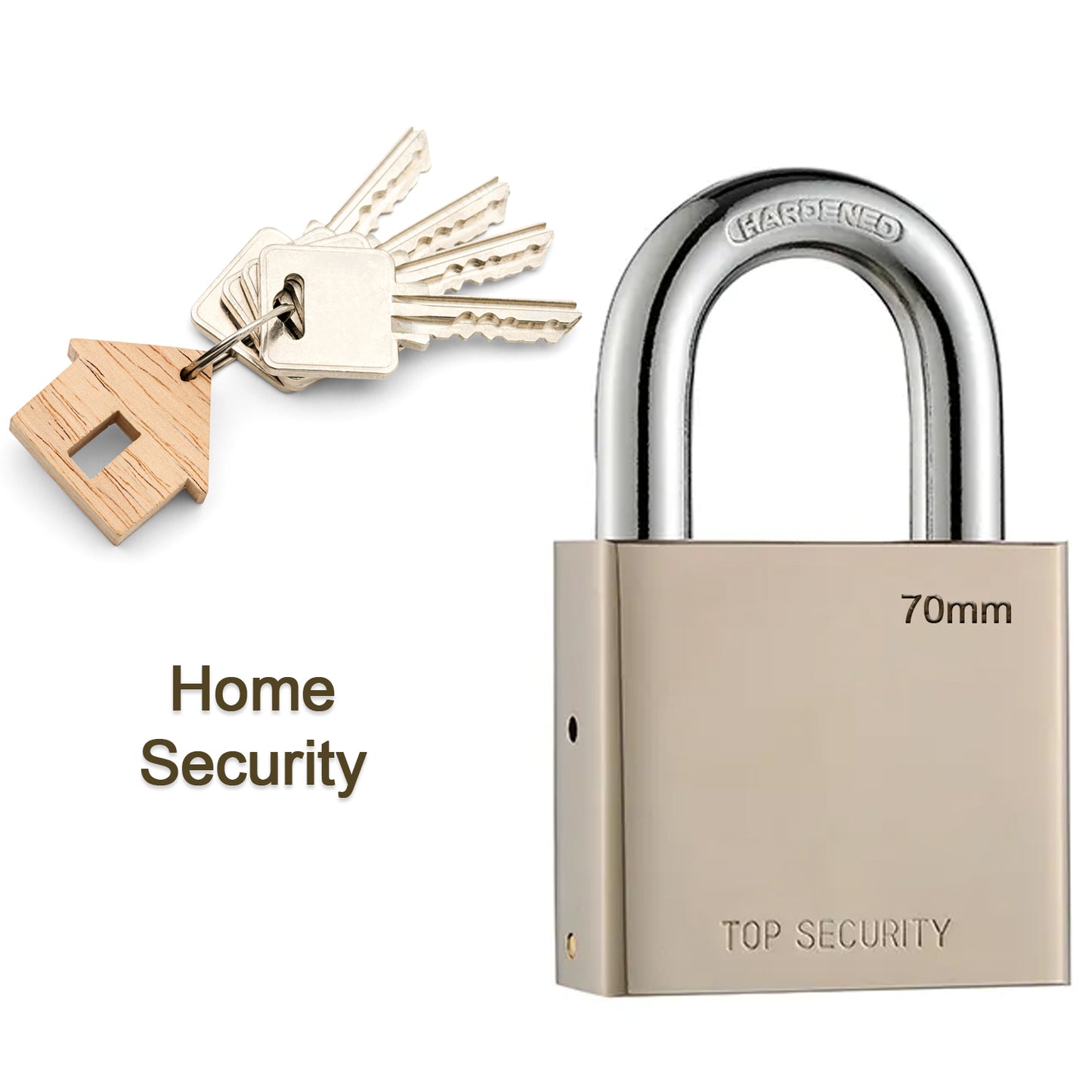 Heavy Steel Premium Square Padlock 70mm With 4 Keys  Multipurpose Hardened Shackle Padlock For Door Gate Shutter And Home - Happy Price - Image 3