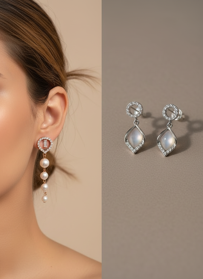 Hair Clips & Earrings Combo - 6 Piece Set | 4 Claw Clips + 2 Earring Pairs