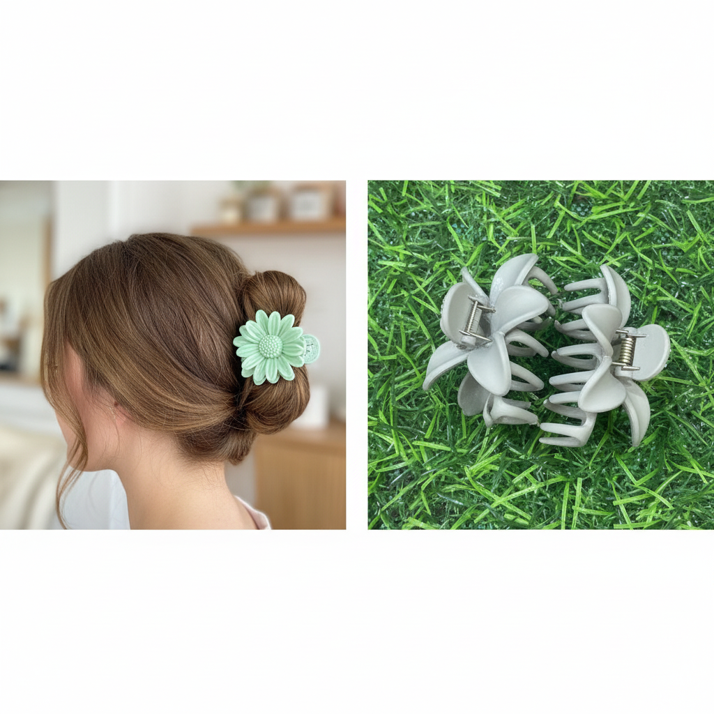 Floral Claw Clip Set of 6 – Daisy, Plumeria & Blossom Hair Clips