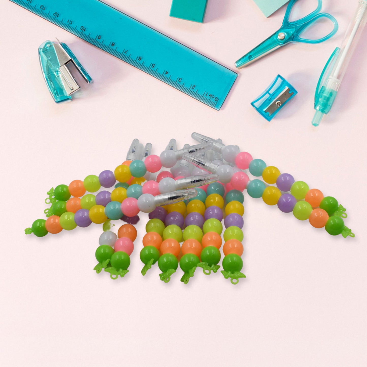 Stylish Pearls Pen Plastic Moti Non-sharpening Design Pen Multicolor Pearls Moti Gel Pen Fancy Designer Attractive Gel Pen For Kids Pack Of (12 Pc Set ) - Happy Price - Image 3