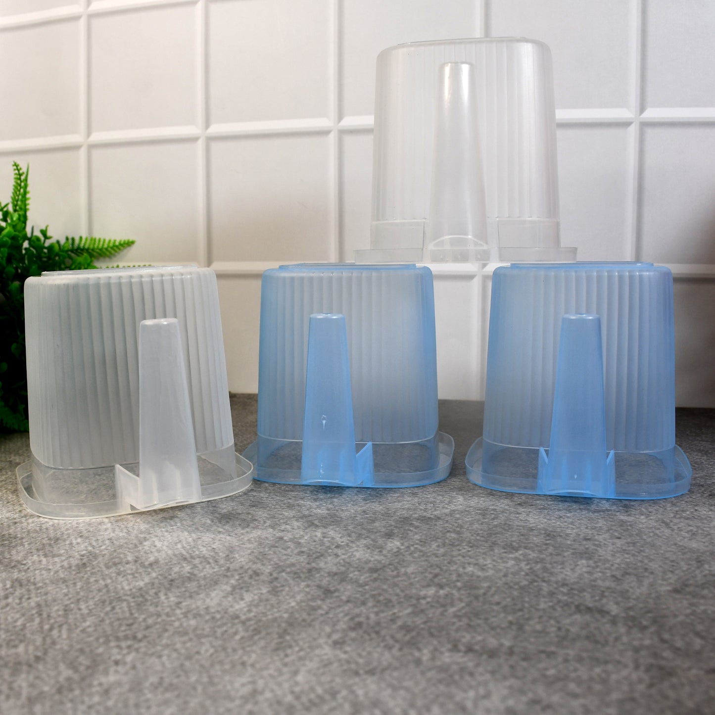Plastic Transparent Bathroom Water Mug (4 Pc  Mix Colour  1000 Ml) - Happy Price - Image 6