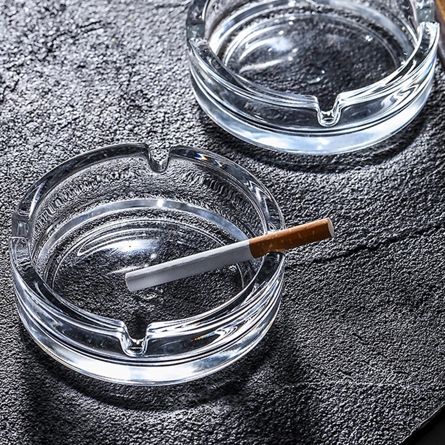 Glass Classic Crystal Quality Cigar Cigarette Ashtray Round Tabletop For Home Office Indoor Outdoor Home Decor - Happy Price - Image 7