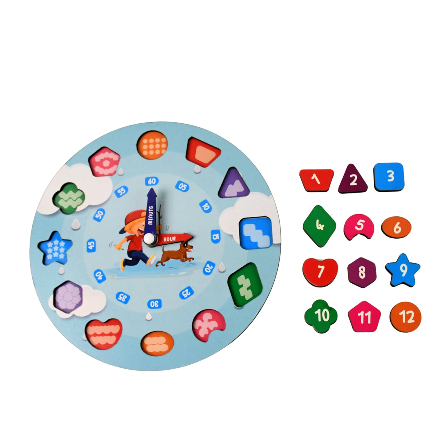 Aditi Wooden Educational Learning Clock Toy With Movable Hands - Happy Price - Image 2