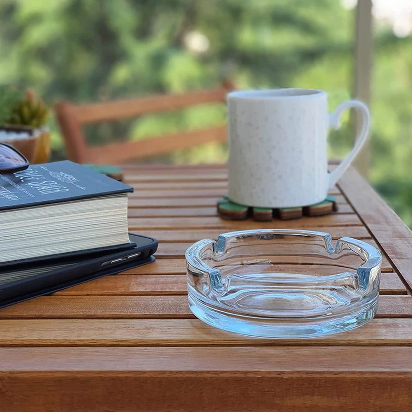 Glass Classic Crystal Quality Cigar Cigarette Ashtray Round Tabletop For Home Office Indoor Outdoor Home Decor - Happy Price - Image 3