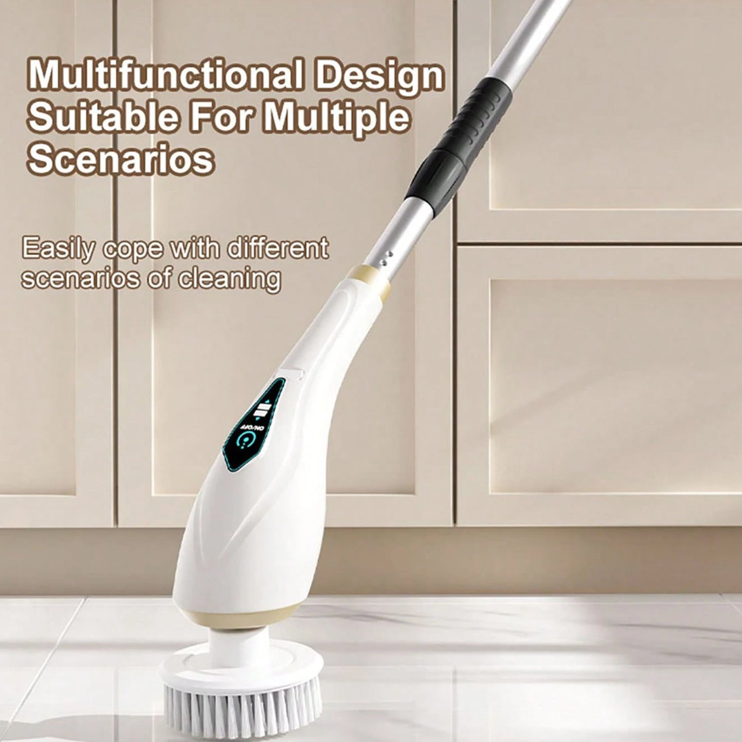 Cordless Electric Spin Scrubber with 8 Heads & Extension Handle