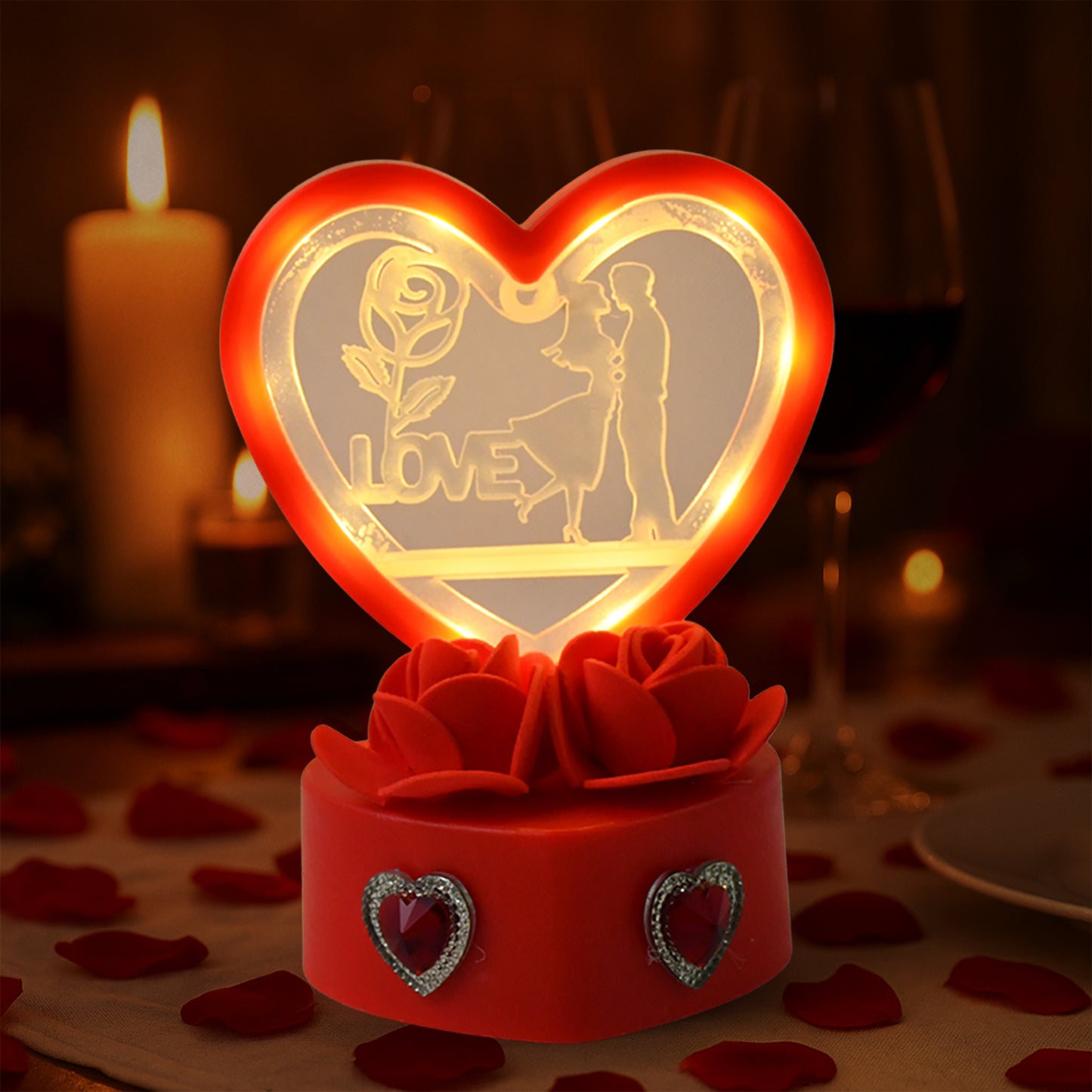 Heart-shaped Love Couple Decorative Showpiece (1 Pc) - Happy Price - Image 3