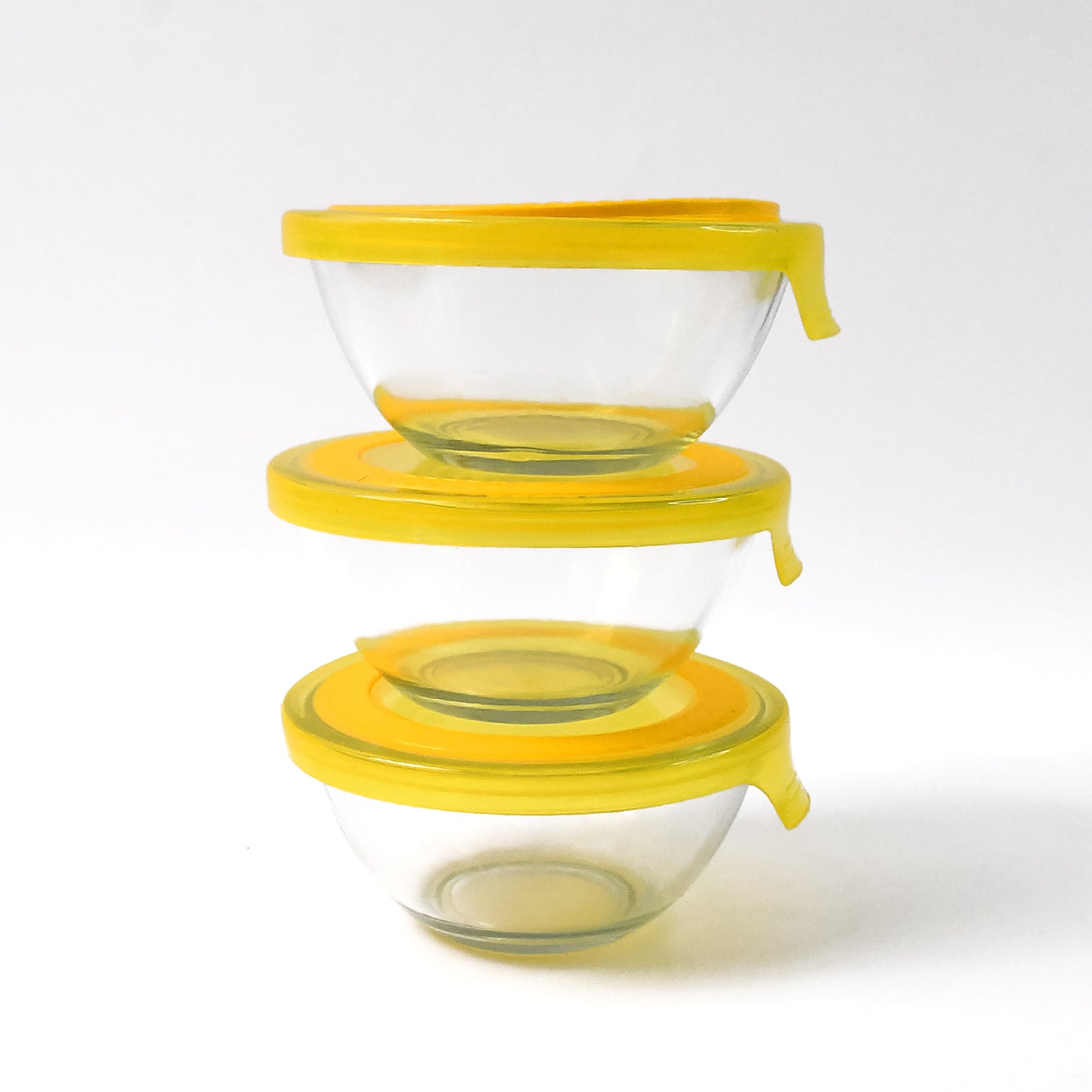 Dazzle Glass Bowl Set Mixing  Storage Bowls With Lids (3 Pcs Set) - Happy Price - Image 4