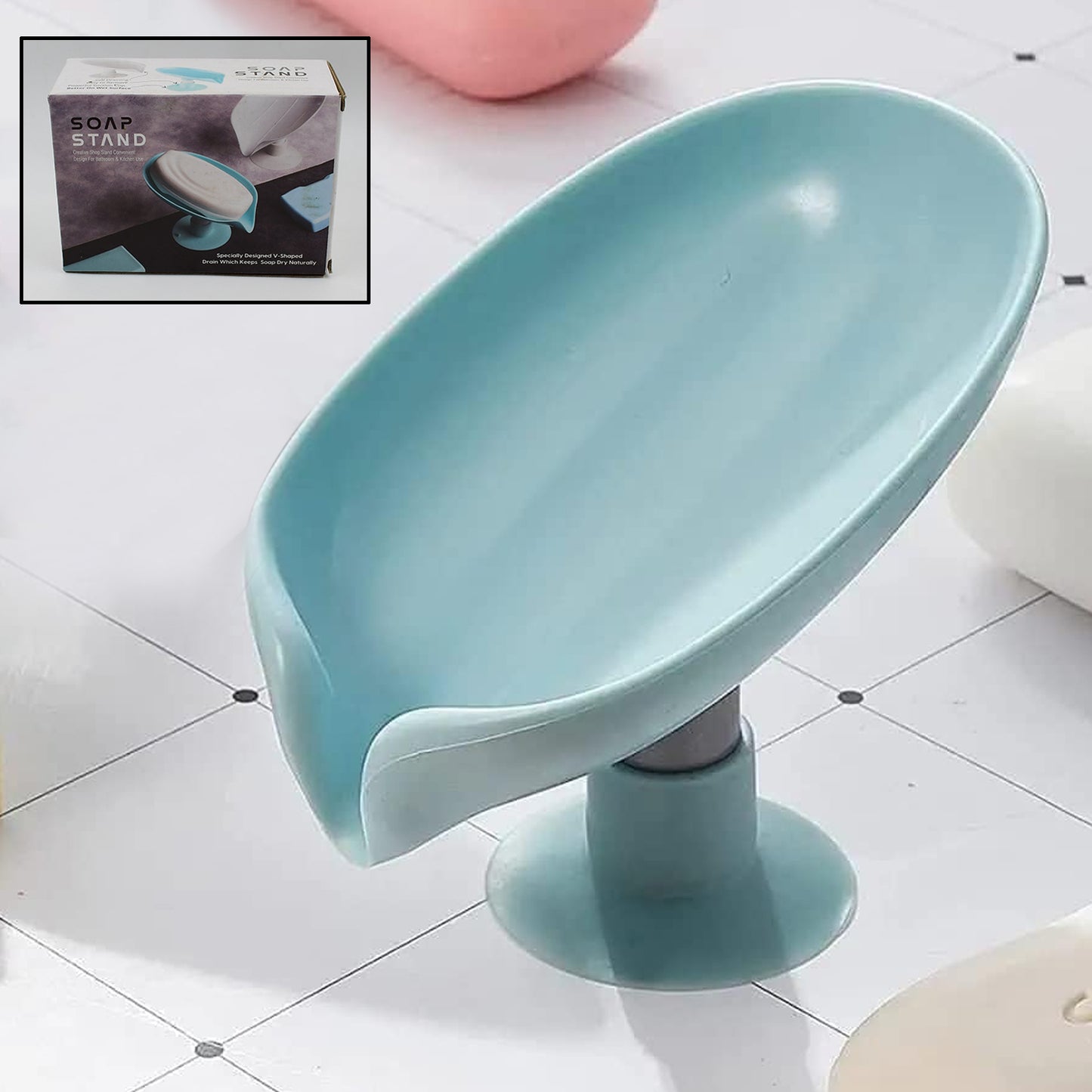 Soap Holder Stand Self Draining Soap Dish Holder Soap Box (1 Pc) - Happy Price - Image 2