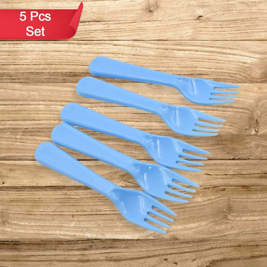 Reusable Premium Heavy Weight Plastic Forks Party Supplies One Size Plastic 5pc Serving Fork Set For Kitchen Travel Home (5pc) - Happy Price - Image 1
