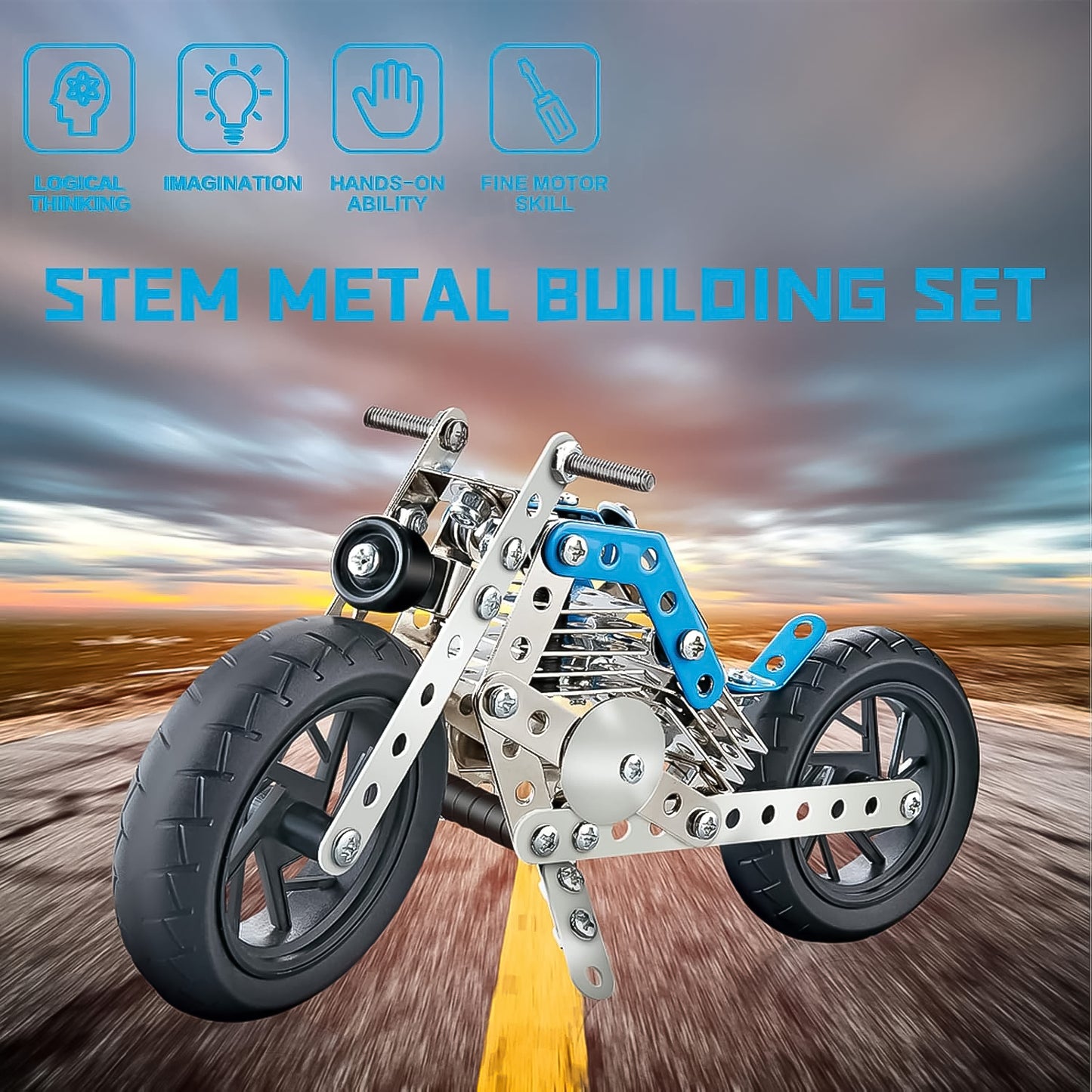 Metal Bike Creative Mechanical Construction Engineering Kit 140 Part Of Bike Tool  1 Set - Happy Price - Image 3