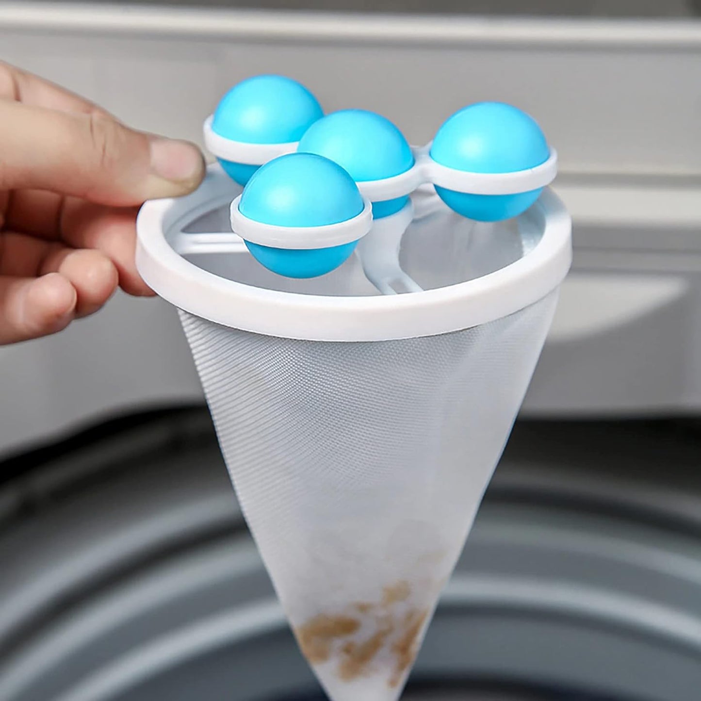 Laundry Ball Floating Pet Fur Lint Hair Catcher Household Reusable Washing Machine Floating Lint Mesh Bag Hair Filter Net Pouch Washing Lint Hair Remover Net Mesh Bag Dryer (1 Pc) - Happy Price - Image 2