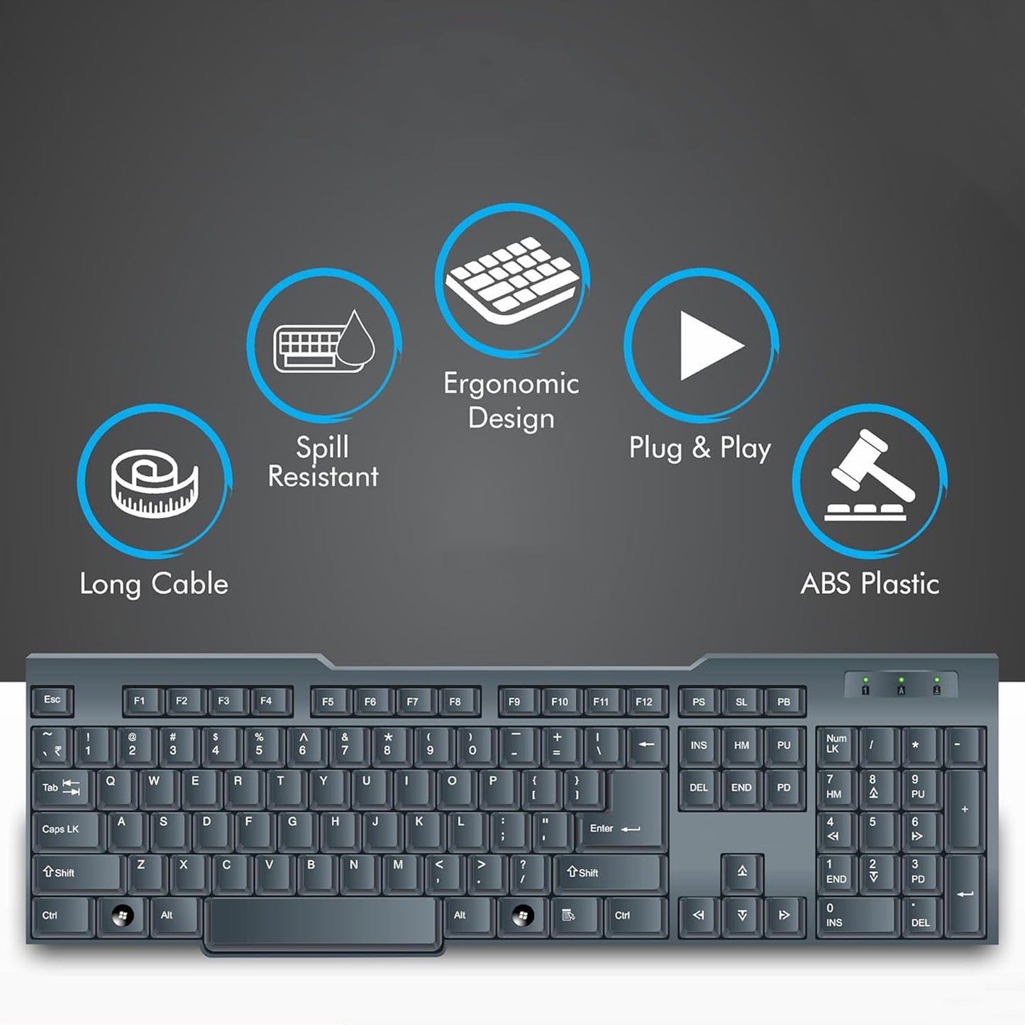 Wired Usb Keyboard 104 Keys (1 Pc) - Happy Price - Image 3