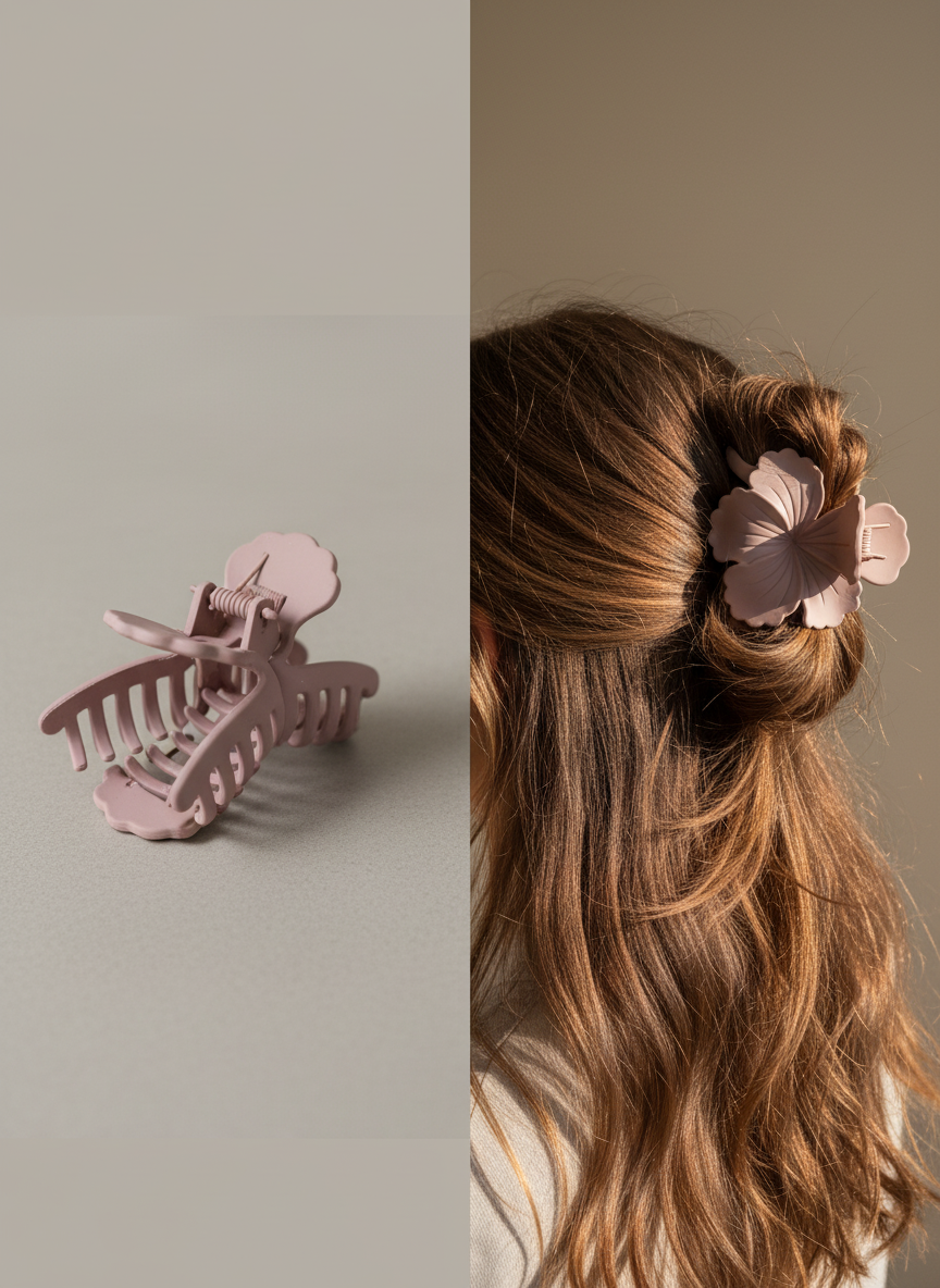 Hair Clip & Earring Mixed Combo (7 Pieces) – Claw Clips, Daisy Clips & Crystal Drop Earrings
