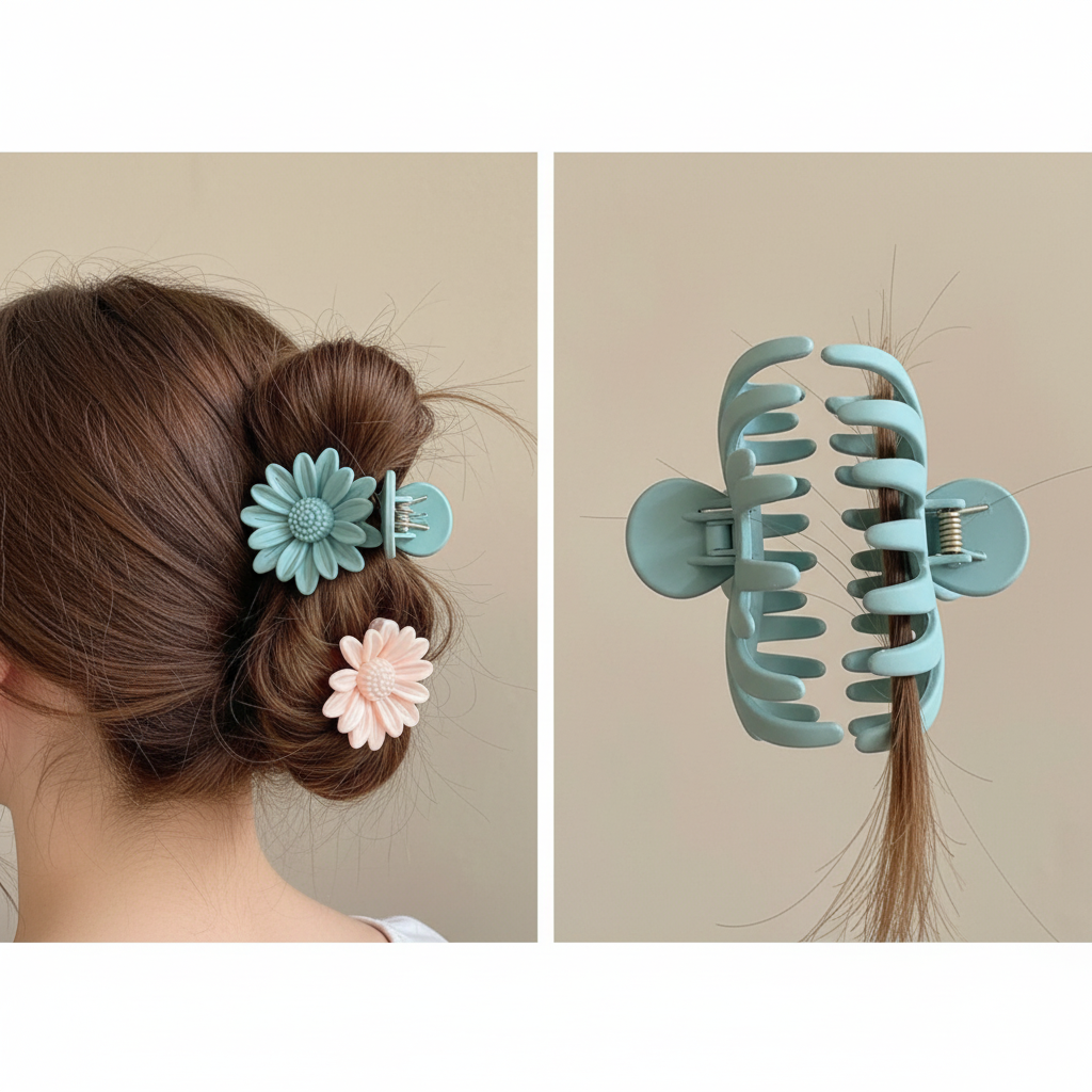 6-Piece Flower Hair Claw Clip Combo – Matte & Glossy Daisy & Petal Clutchers