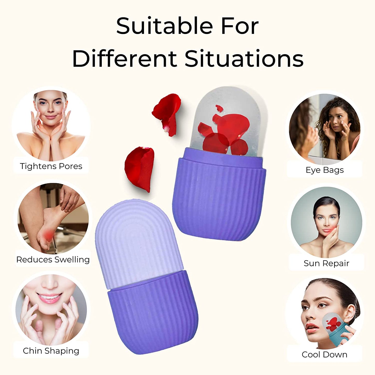 Beauty Ice Roller For Face Massager  Eye Reusable Face Rollers Facial Roller ( Purple Color) - Happy Price - Image 3