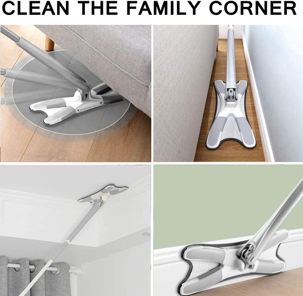 X Shape Mop Or Floor Cleaning Hands-free Squeeze Microfiber Flat Mop System 360 Flexible Head Wet And Dry Mop For Home Kitchen With 1 Super-absorbent Microfiber Pads. - Happy Price - Image 6