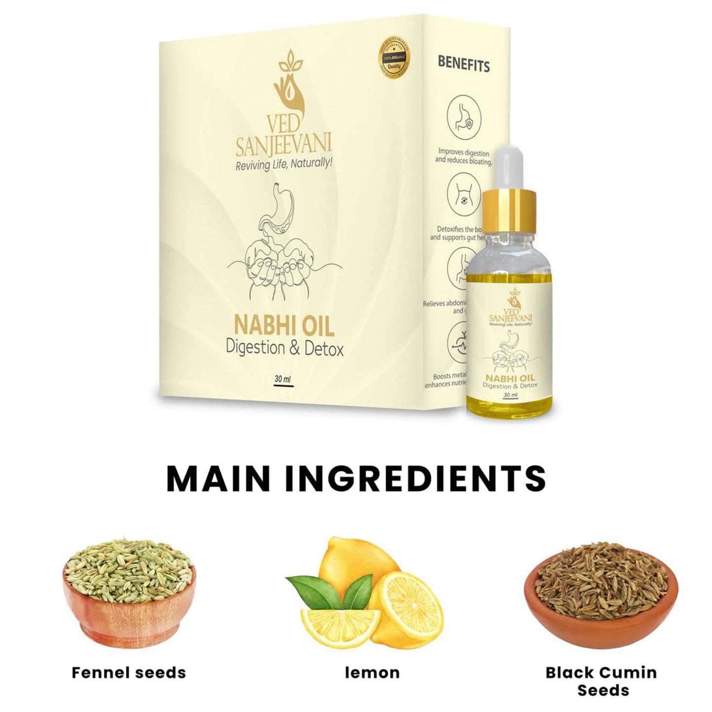 Ved Sanjeevani 30ml Ayurvedic Nabhi Oil For Digestion  Detox (30ml  1 Pc) - Happy Price - Image 6