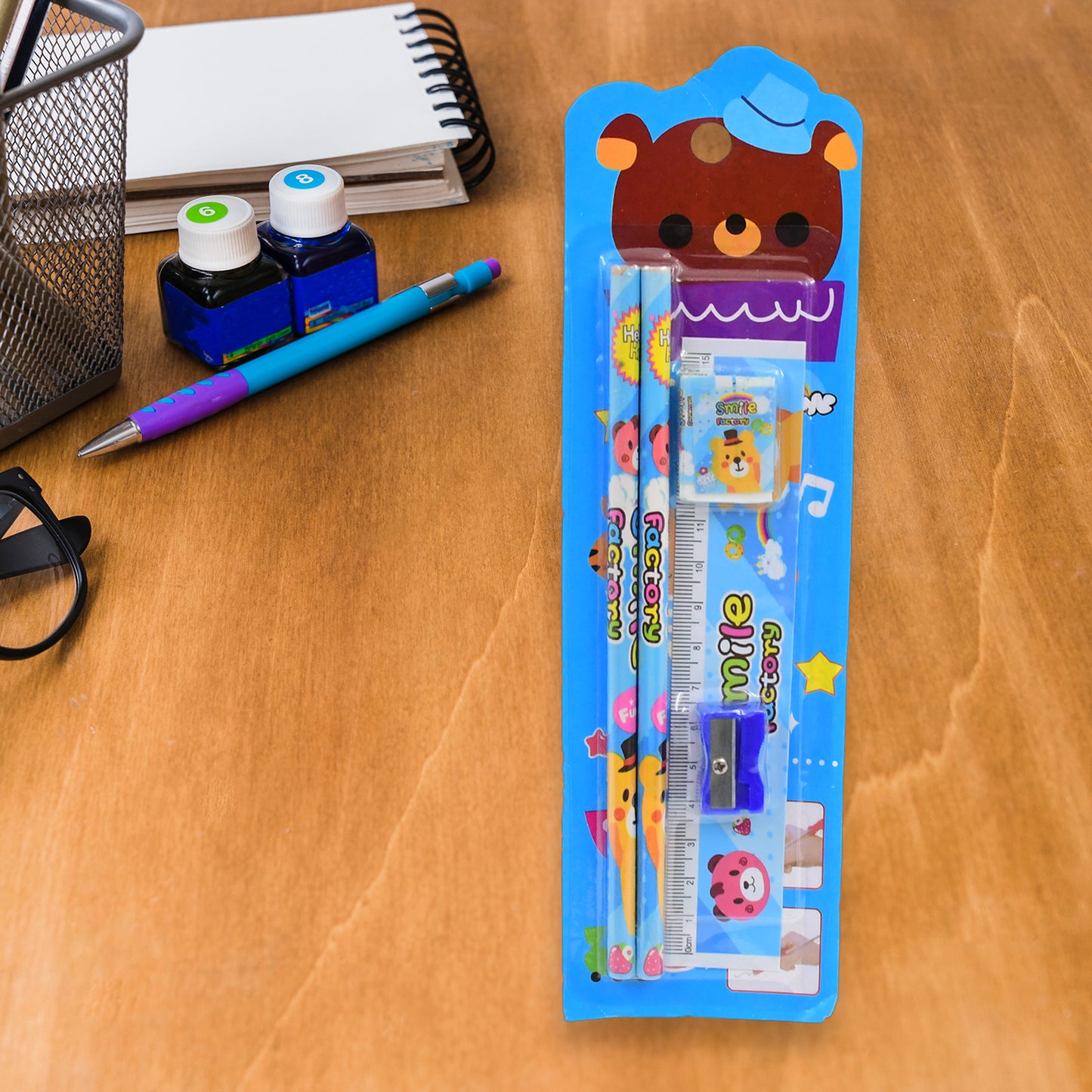Cartoon Wooden Pencil Set For Kids Boys Return Gifts Birthday Party Space Stationary Set Pencil Eraser Sharpener Combo Kit For Kids Boys - Happy Price - Image 4