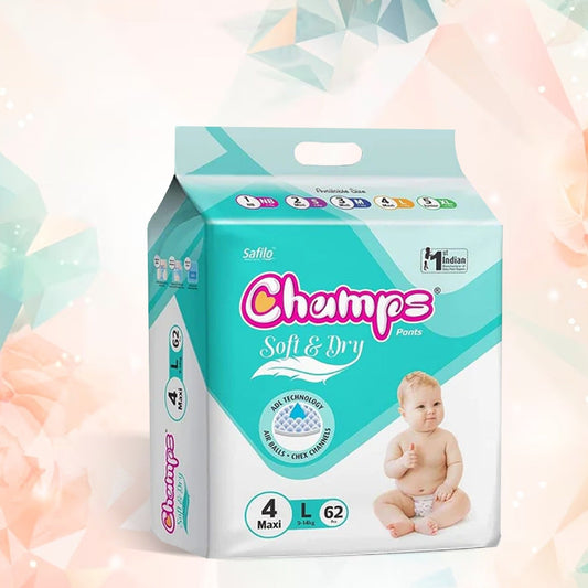 Champs Soft And Dry Baby Diaper Pants  62 Pcs (Large Size) - Happy Price - Image 1