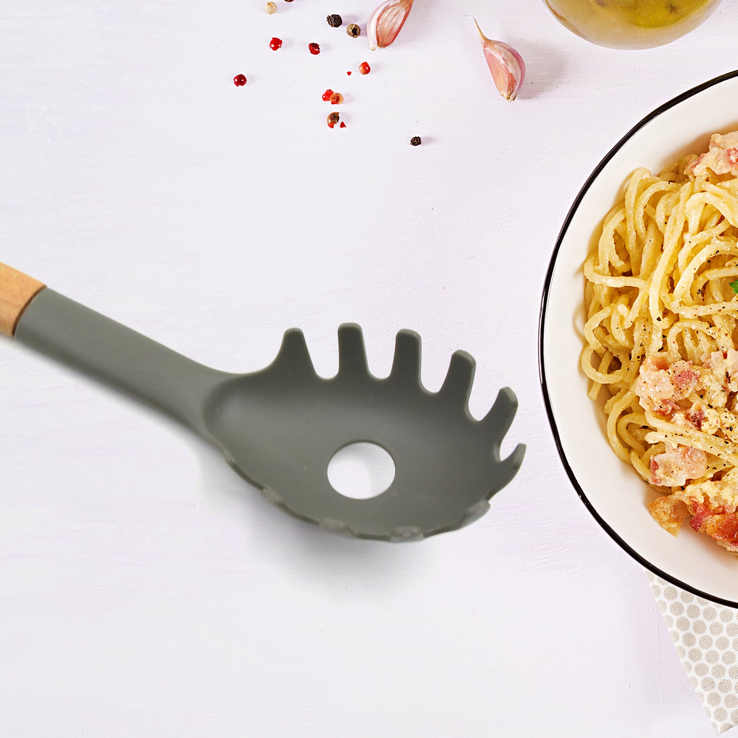 Plastick Kitchen Accessories Whisk  Pasta Spoon  Soup Spoon Heat Resistant  Non Stick Spoons Kitchen Cookware Items  (1 Pc ) - Happy Price - Image 2
